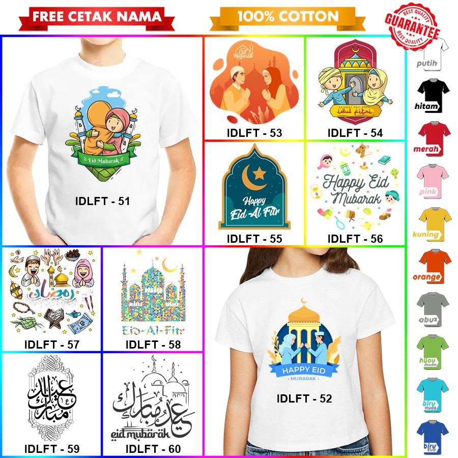 [FREE NAMA!!] Baju Kaos ANAK DAN DEWASA LEBARAN IDUL FITRI BANYAK MOTIF