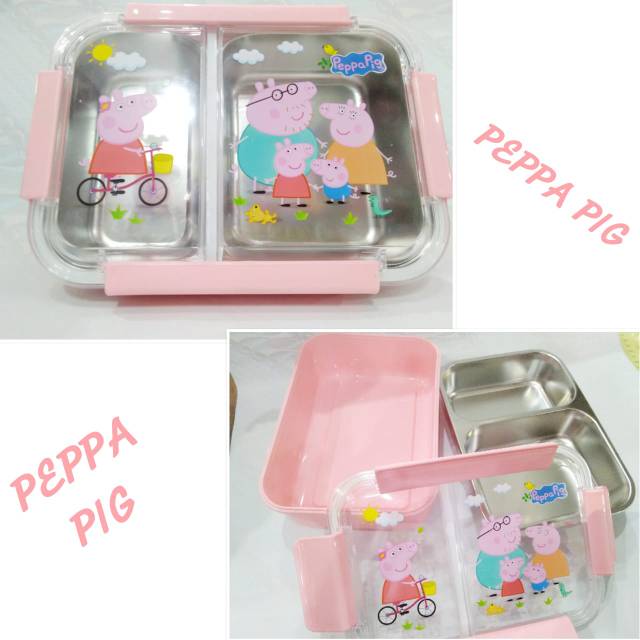 LUNCH BOX SEKAT 2 STAINLESS ANTI TUMPAH KARAKTER 9003 Y1