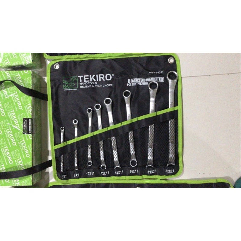 Kunci Ring Set TEKIRO 8 pcs 6-24mm - Boxes End Wrench Set 6x7-22x24 8 pc - Kunci Ring Ring Set