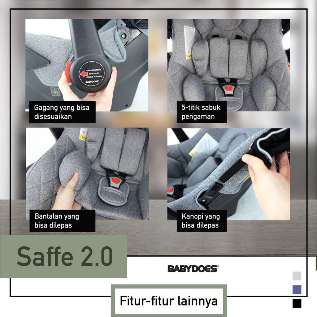 Carseat Newborn Babydoes Saffe 2.0 / Artioo Care Baby / Pliko PK-01B Puffy Infant Carrier Kursi Mobil Bayi