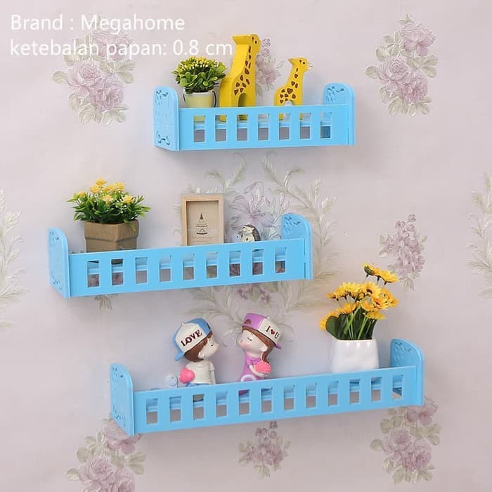JUAL MURAH Rak dinding Minimalis Serbaguna 1set 3pcs stiker kupu2 Megahome