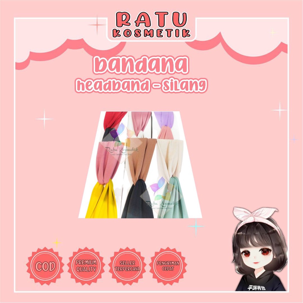 ❤ RATU ❤ Bandana Headband Silang Soulmate Chibi | Daleman Jilbab | Bando Kain Korea