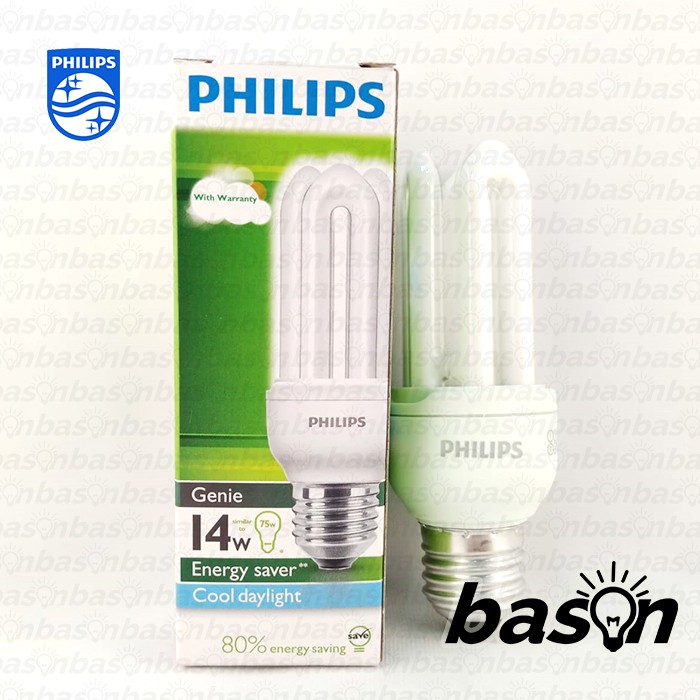 PHILIPS Essential Genie 14W E27 | Lampu Hemat Energy | Cahaya Kuning atau Putih