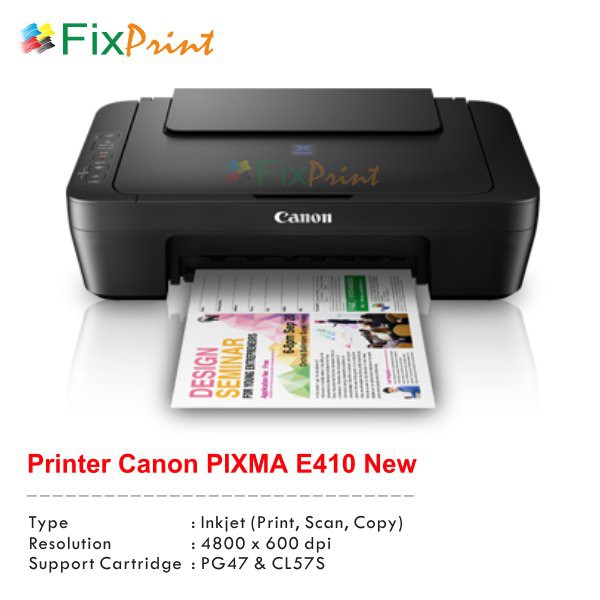 Printer Canon Pixma E410 E-410 E 410 All in one Print Scan Copy Multifungsi Cartridge Pg47 Cl57s