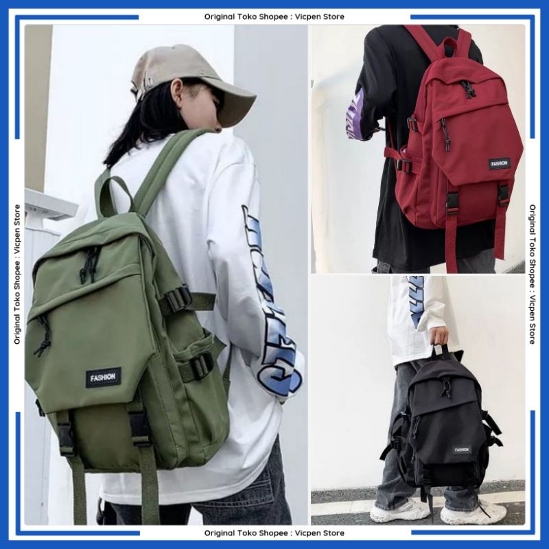 Tas Ransel Gendong Backpack Multifungsi Pria Wanita Kanvas Fashion Korea Kerja Kuliah Anti Maling Cewek Remaja Kekinian