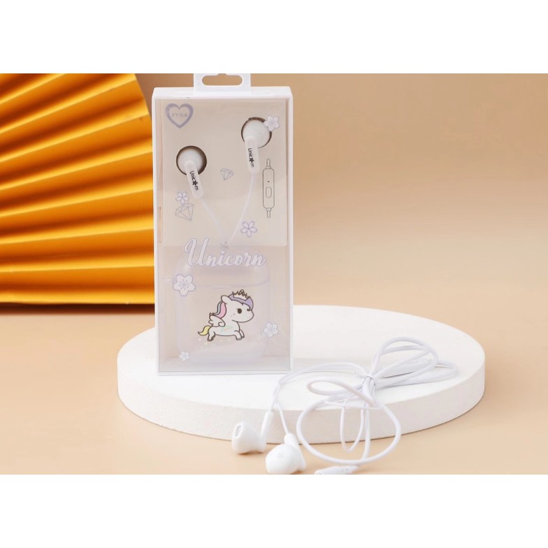 [XY-54] Set Headset Earphone UNICORN / Wadah Earphone Kotak Transparan Kartun UNICORN Lucu