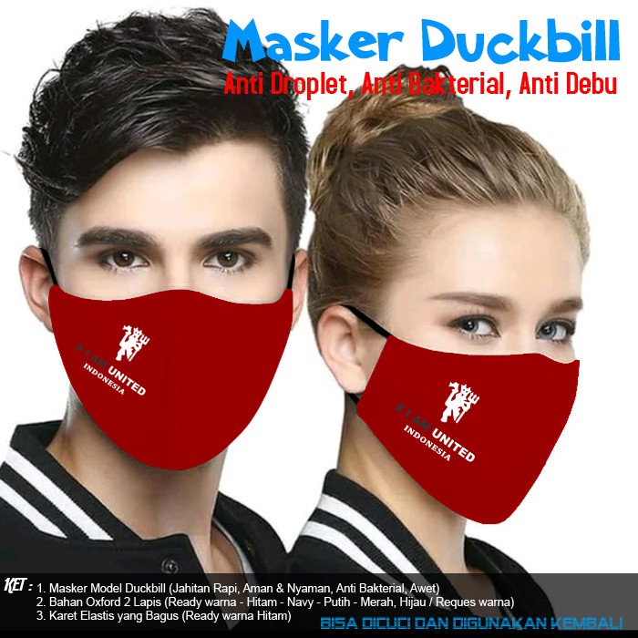 Masker Oxford Bordir Logo Fans Club MU Manchester United Berkualitas Dijamin Keren Viral Terlaris