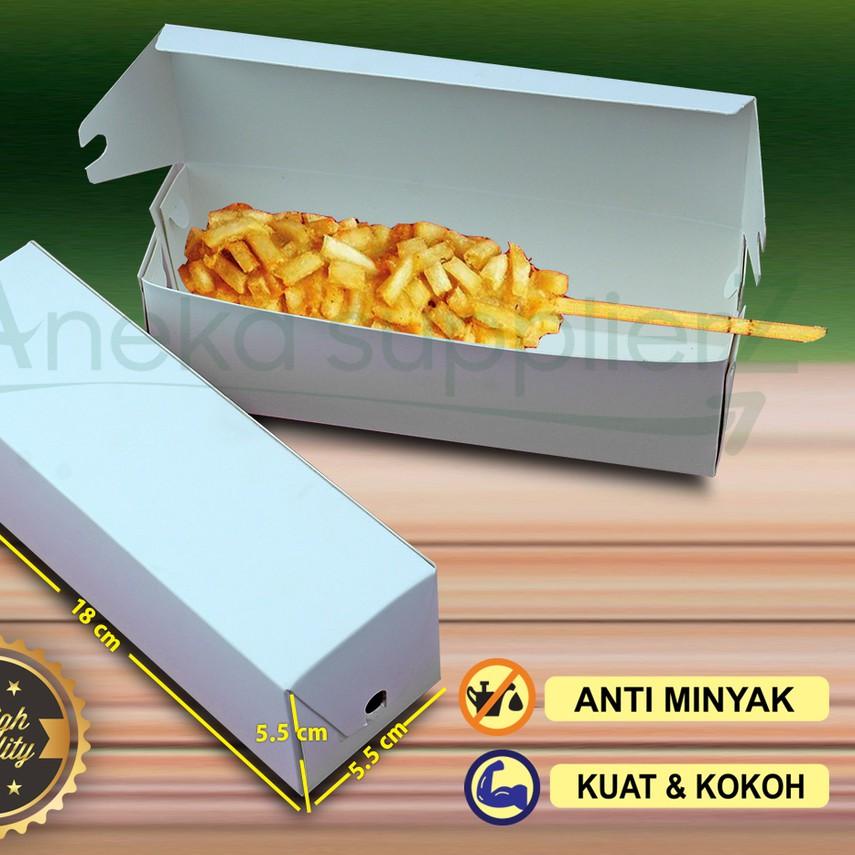 

✤ Box HOTANG - Dus HOTANG - Kotak Corndog| Hotdog Hot Dog Sostang Tokkebi |PUTIH -( 50Pcs) ➥