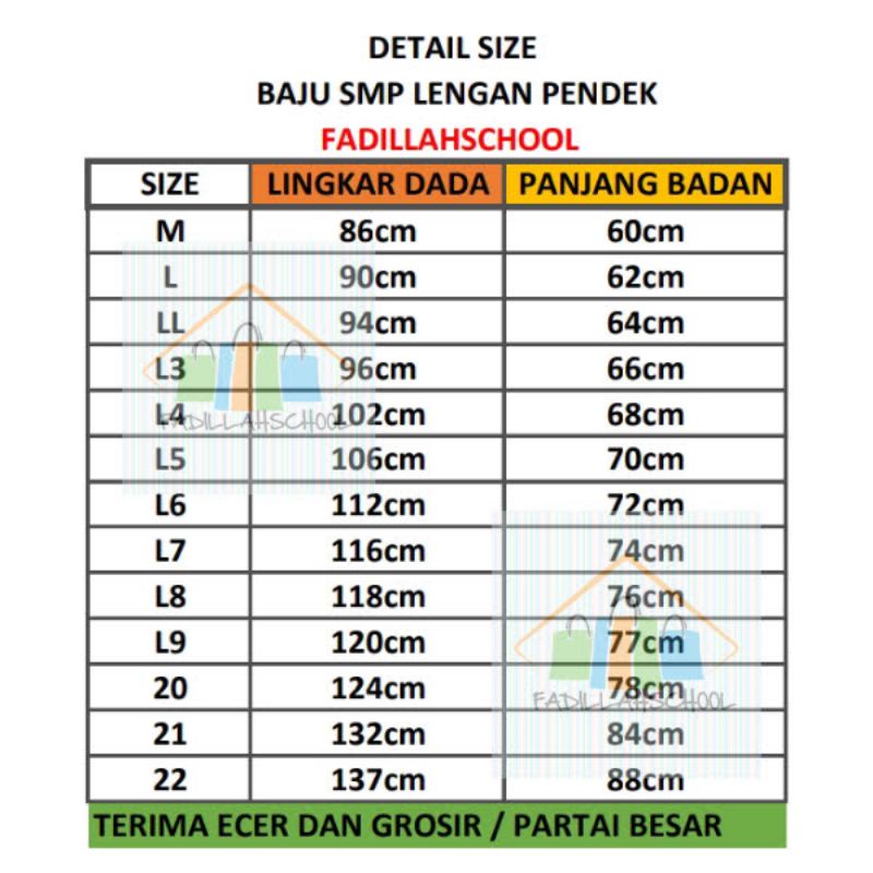 Baju sekolah SMP lengan pendek bahan katun seragam sekolah