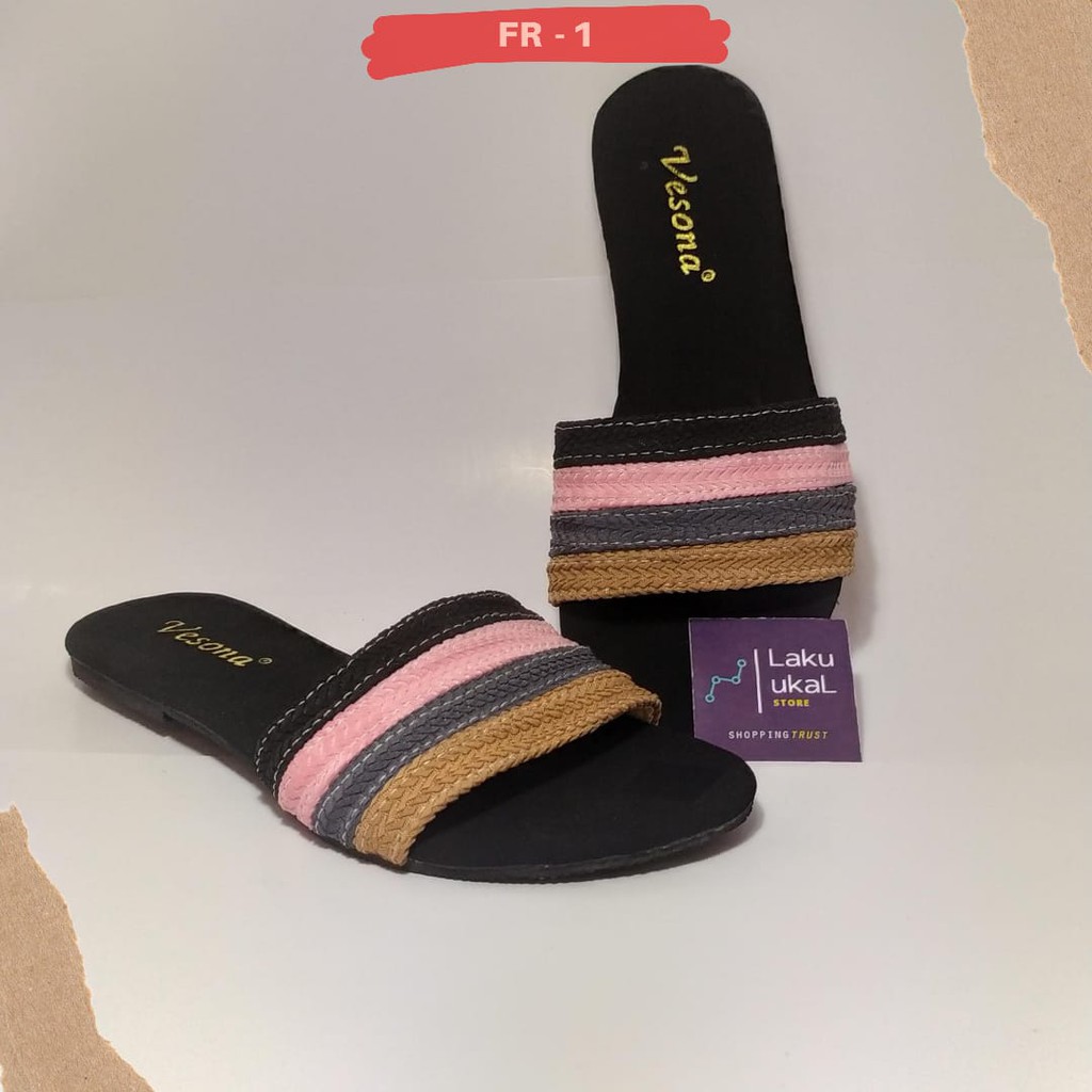 Sendal Wanita Model Flat Selop Rajut (FR-1)