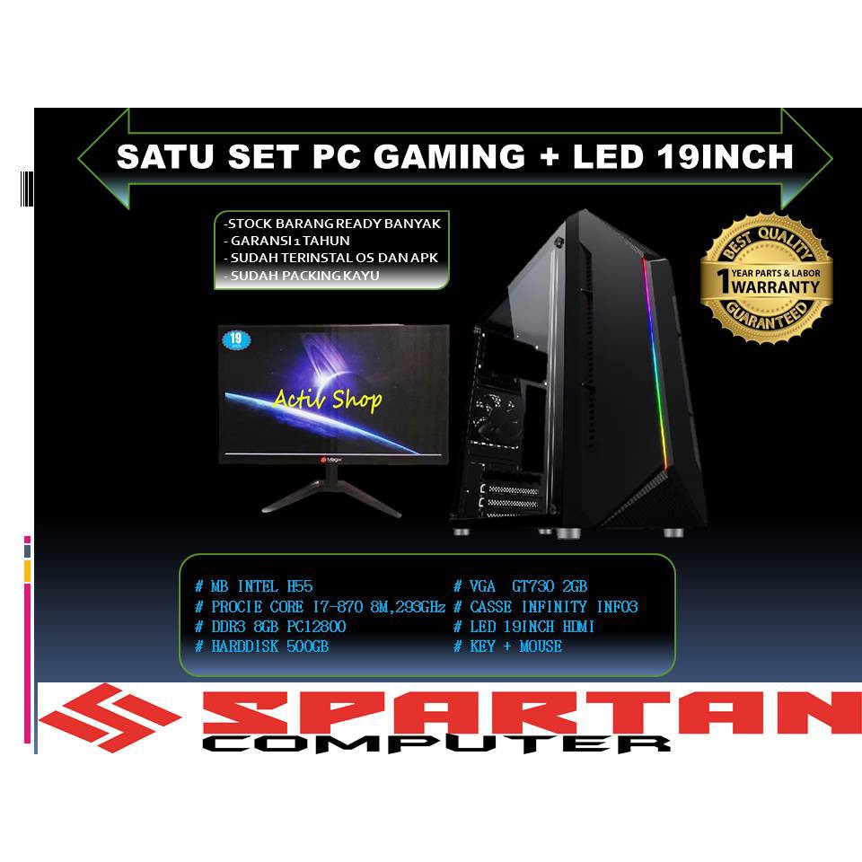 PC RAKITAN CPU EDITING INTEL CORE I7 DAN LED 19INCH FULLSET