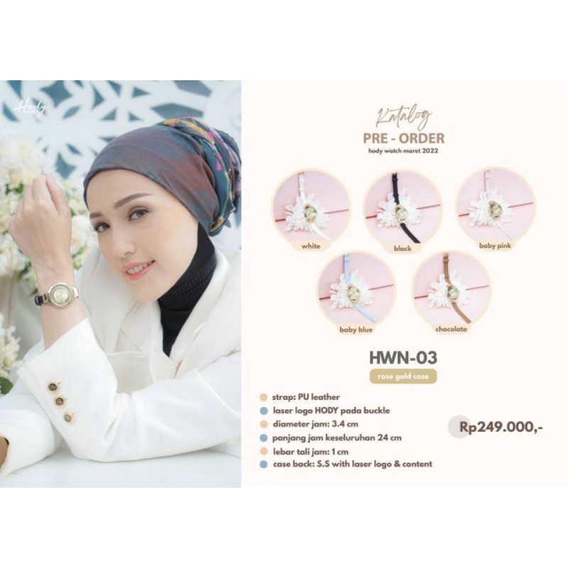 HODY WATCH / HWN03 ROSE GOLD PLATE / JAM TANGAN WANITA / JAM KERJA / JAM FASHION