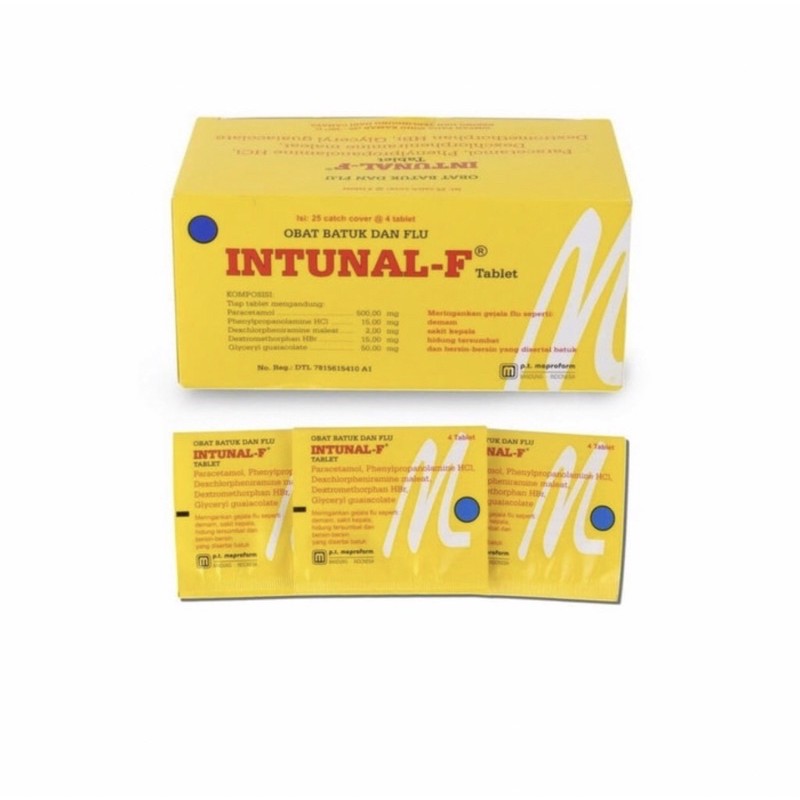 Intunal forte strip 4 tablet ( meredakan panas pusing batuk pilek )