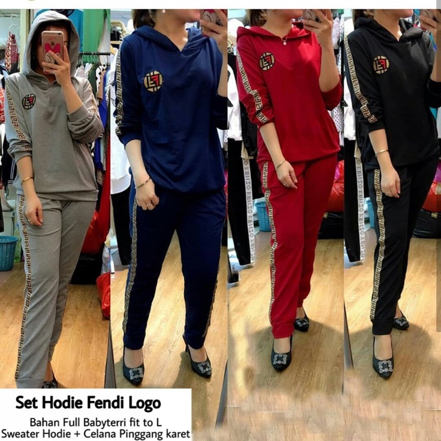 SETELAN CELANA / SETELAN JOGER / SETELAN SWEATER HODIE  FENDI LOGO -LBms