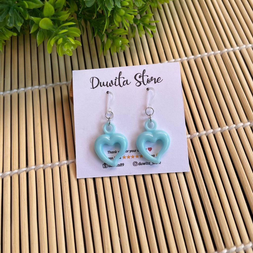 HANDMADE ANTING ANAK/DEWASA KAITAN PLASTIK MOTIF LOVE(Stainless)