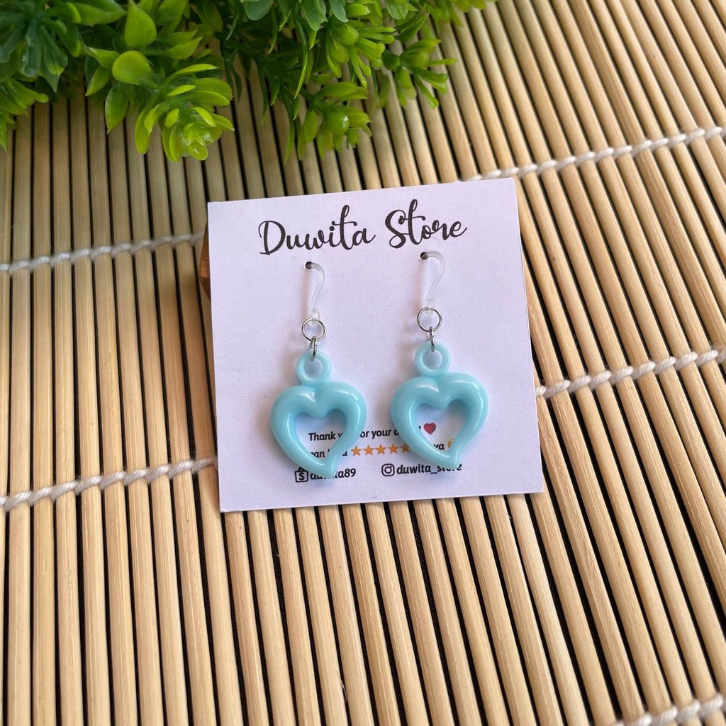 HANDMADE ANTING ANAK/DEWASA KAITAN PLASTIK MOTIF LOVE(Stainless)