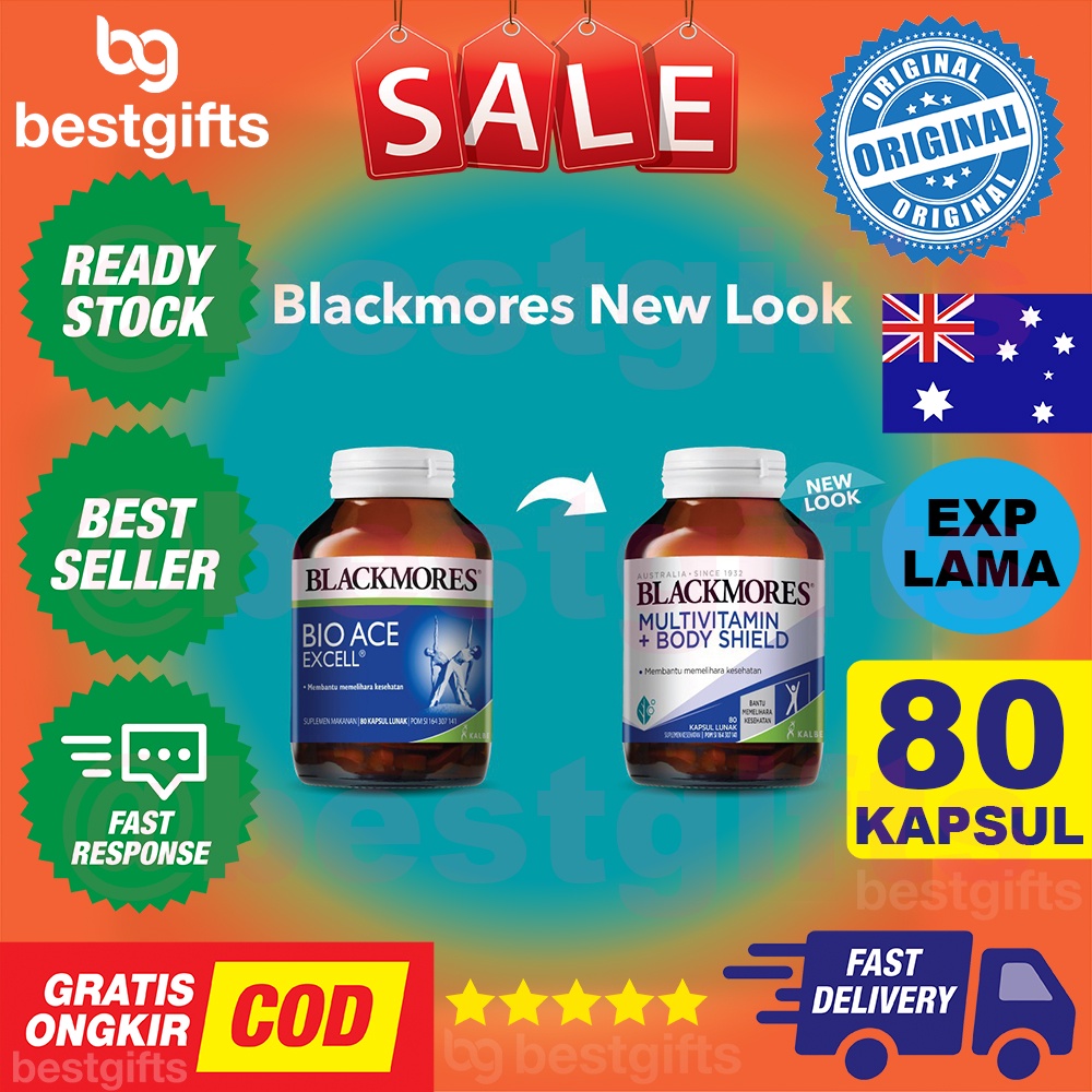 BLACKMORES MULTIVITAMIN +  BODY SHIELD ( BIO ACE EXCELL) KALBE VITAMIN ANTIOKSIDAN - 80 KAPSUL