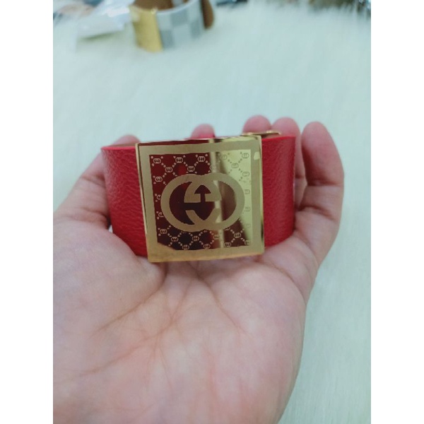 Gelang Plat Titanium Tali Kulit Leather Impor Lebar Viral