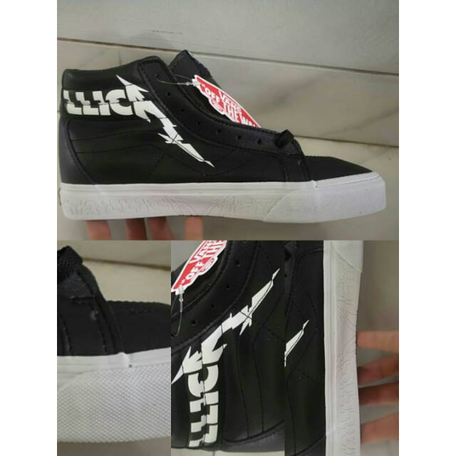 Sepatu Vans SK8 METALLICA Black White Leather Original Premium