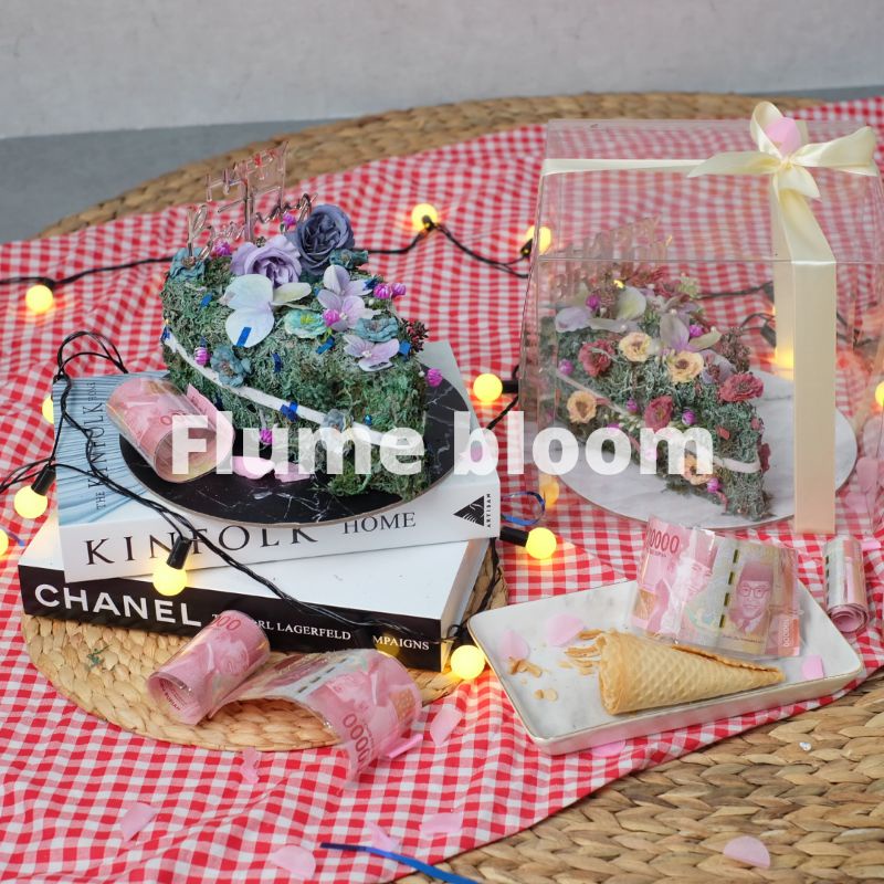 Money cake / money floral cake / non edible cake / kue uang asli / money keik
