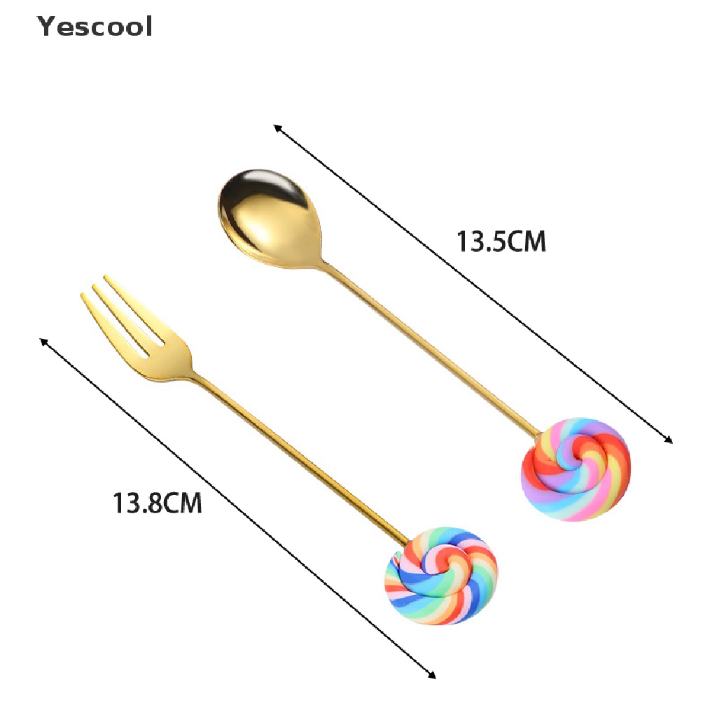 Yes Sendokgarpu Bentuk Lollipop Bahan Stainless Steel Untuk Kopibuahdessertteh