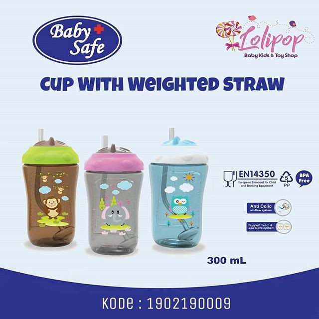 BABY SAFE SIPPER CUP WITH WEIGHTED STRAW 300ML FS405