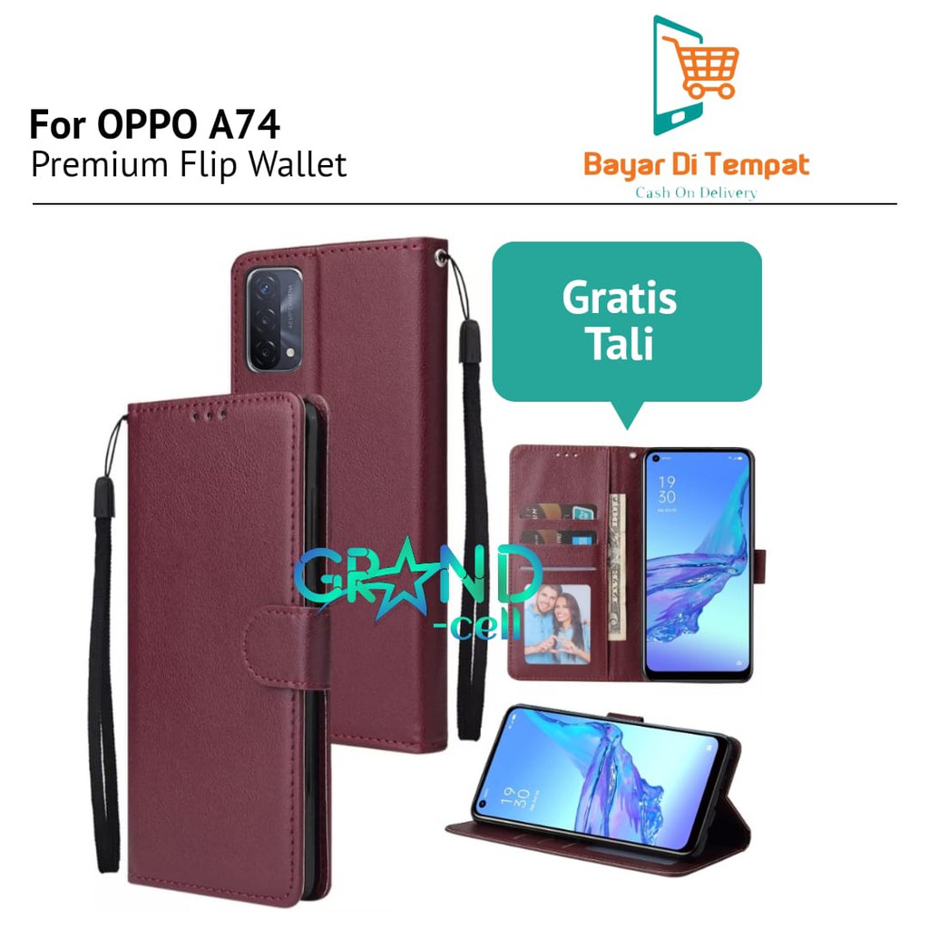 Flip Case hp Wallet Leather For OPPO A74 (4G) flip cover leather casing