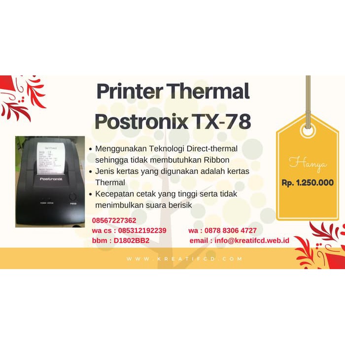 Jual Paket Printer Kasir Postronix TX 78 dan Kertas Thermal Limited