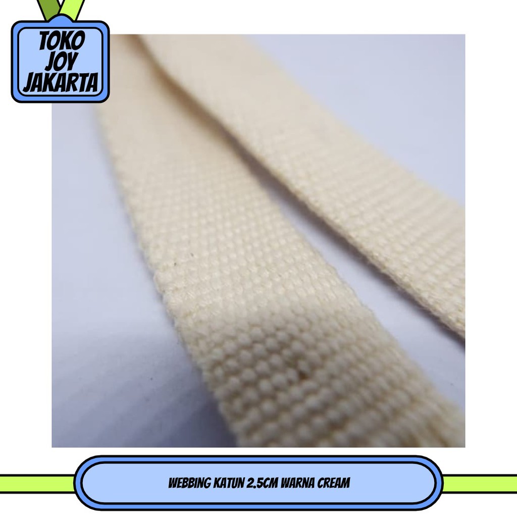 webbing katun 2.5cm warna cream