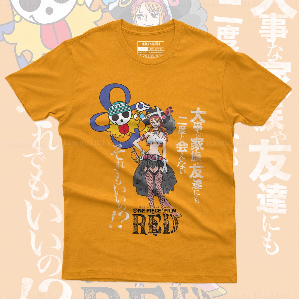 Kaos Nami Gold Anime Manga One Piece Movie Film Red Premium Unisex