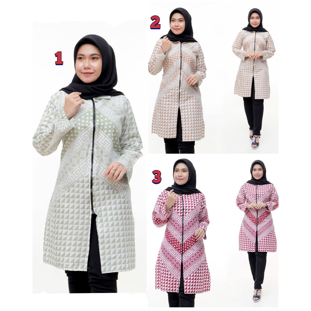 TUNIK BATIK ZIPPER DEPAN