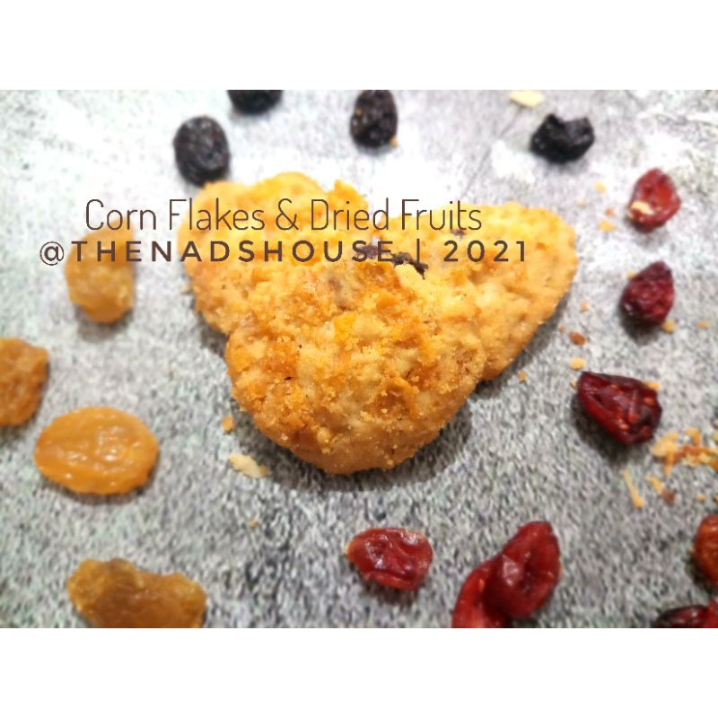 

BUTTER CORN FLAKE & FRUITS COOKIES (kukis) lebaran/natal/tahun baru