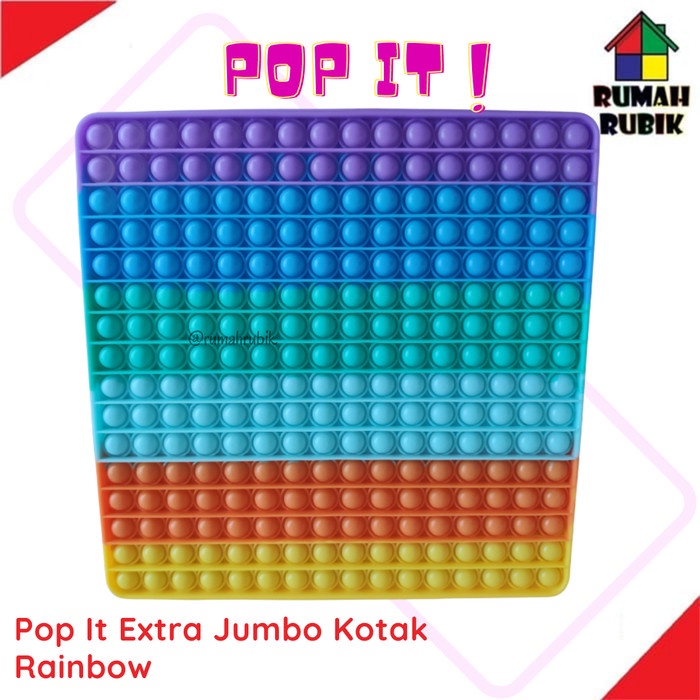 [ POP IT EXTRA JUMBO - KOTAK RAINBOW 30CM ] Fidget Toys Pop It Squishy
