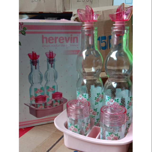 Herevin 1 set botol kecap/minyak 250 ml Flower