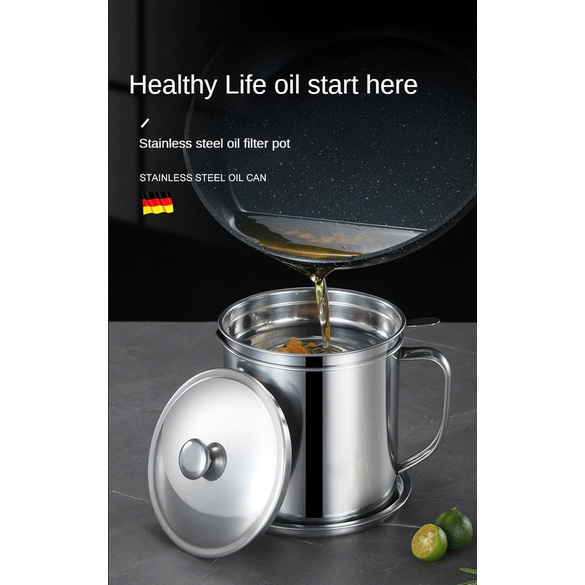 Wadah Saringan Minyak Goreng Serbaguna Oil Pot Stainless Steel