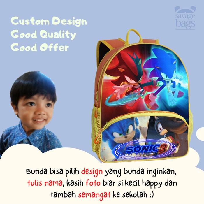 

Tas Custom Anak Foto+Nama - Tema SONIC 3 - PRE ORDER 8 Hari