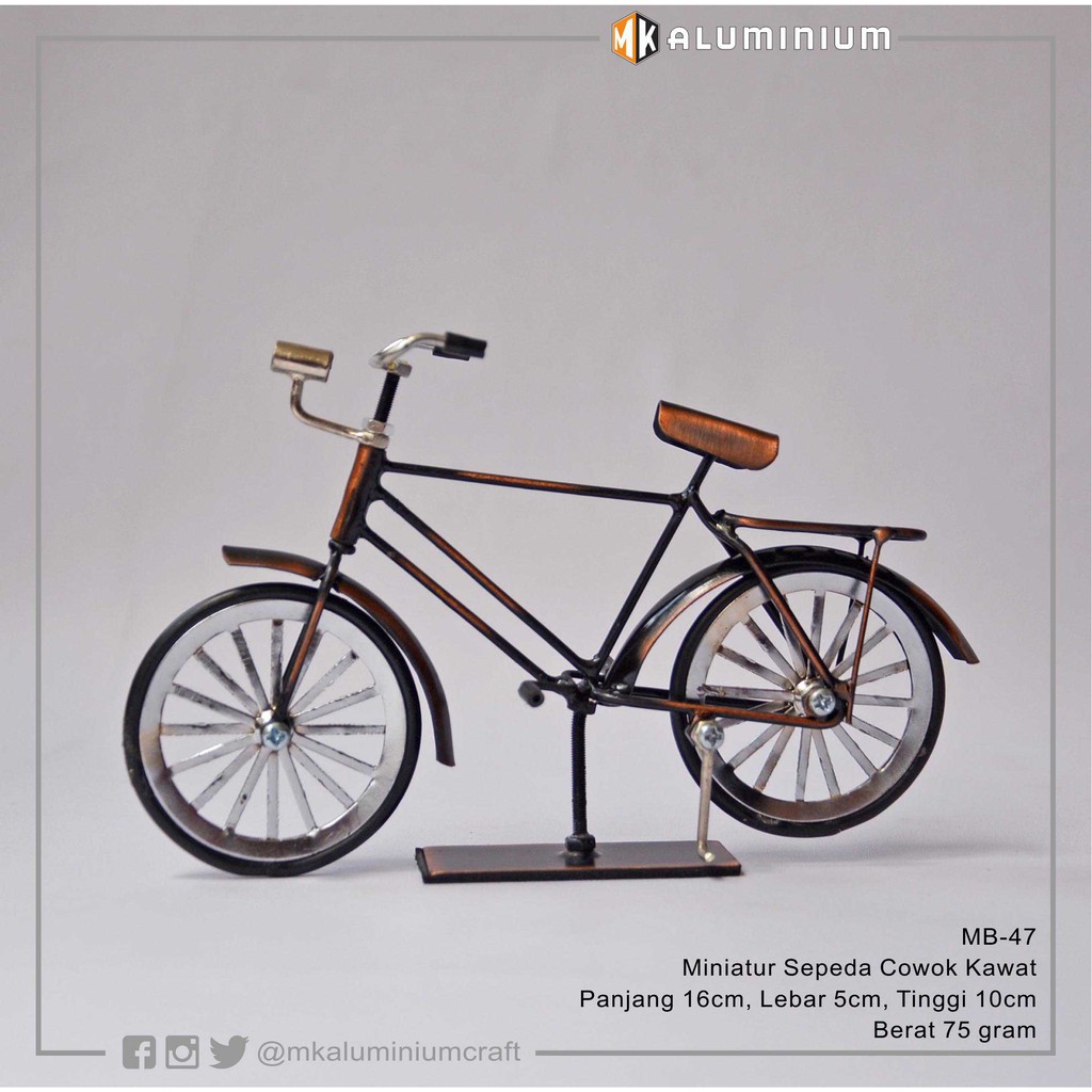 Miniatur Sepeda Ontel Jawa Cowok Mungil dari Kawat - MK Aluminium - MB 47 -Miniature