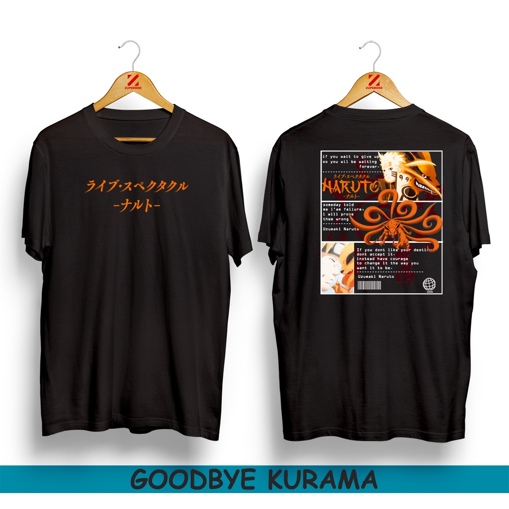 KAOS ANIME / GOODBYE KURAMA / NARUTO BARYON MODE/ KAOS JAPAN SIZE 4TH-3XL DEWASA