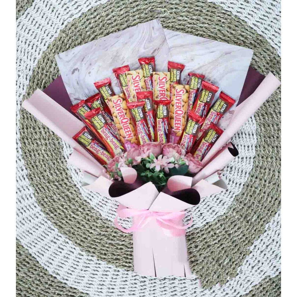 Buket Bouquet wisuda-acara besar-mahar boneka coklat snack bisa request