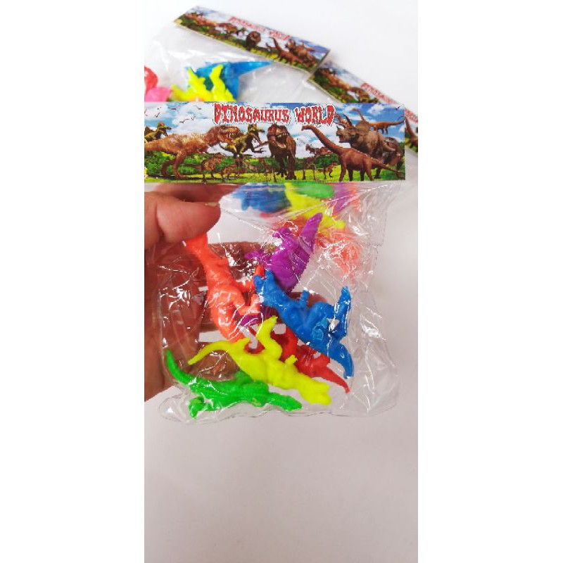 Mainan Dinosaurus Karet Mini Set 6pcs Warna Warni Murah