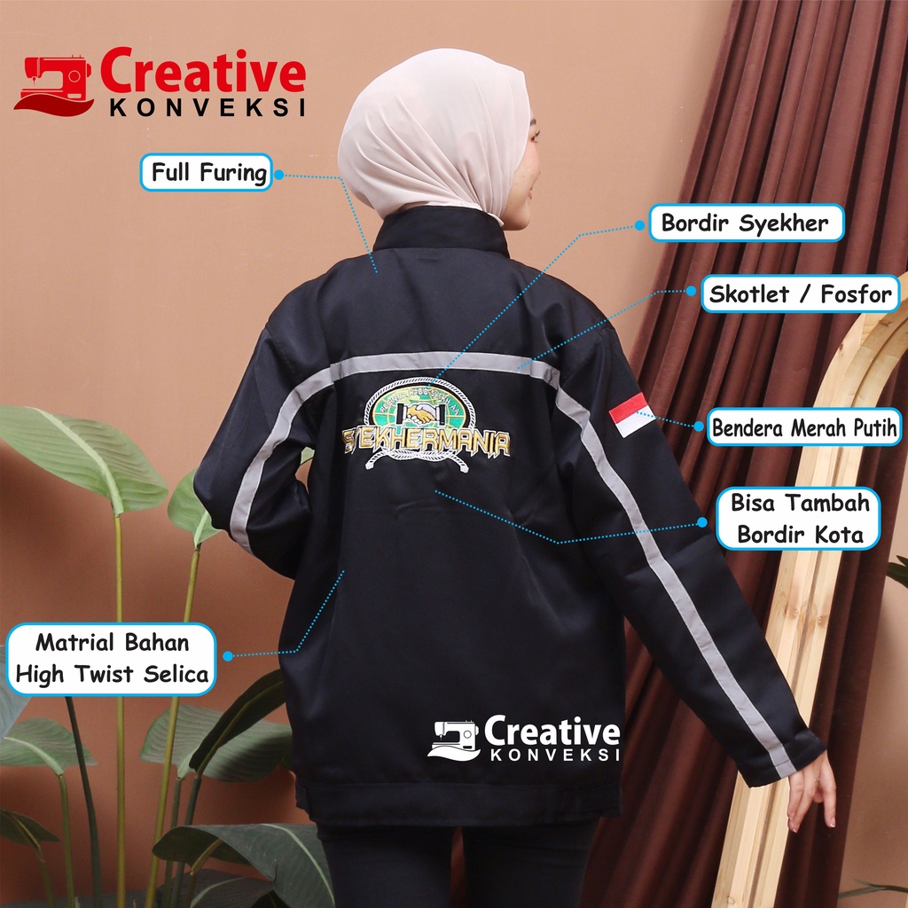 JAKET SYEKHERMANIA FREE NAMA/JAKET SYEKHERMANIA MURAH/JAKET SYEKHERMANIA BAHAN HALUS ADEM