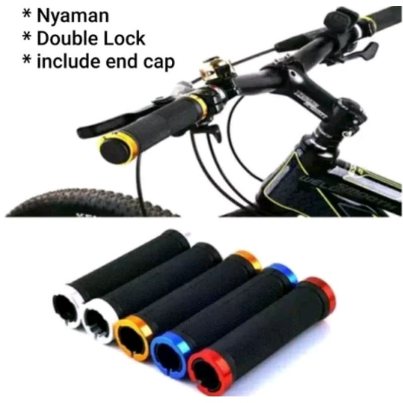 hand grip sepeda double lock handgrip karet lock inter hand grip pegangan stang handlebar handfat sepeda mtb seli lipat federal mini minion hybrid