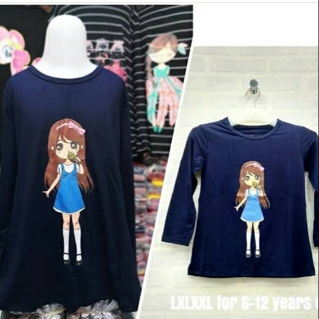 Kaos Anak Gambar cwe Denim,