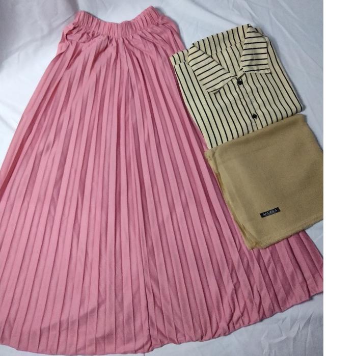 Bagus Banget.. 3 IN 1 SALUR ROK SAUDIA PART 5 SETELAN KEMEJA SALUR ROK PLISKET KERUDUNG SEGIEMPAT SE