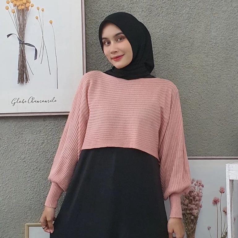 lasperal batwing crop top/atasan rajut wanita crop top terbaru/crop blouse motif kelelawar