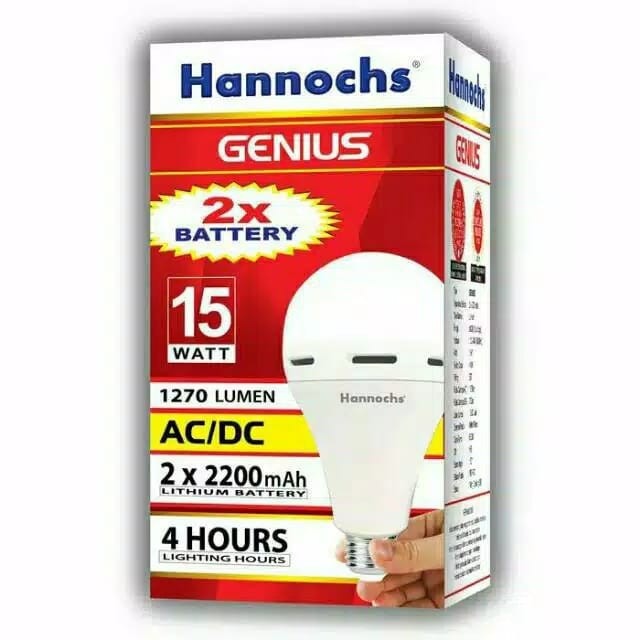 HANNOCHS GENIUS 15 Watt - Lampu LED AC/DC 15 Watt - Garansi 1 Tahun AC