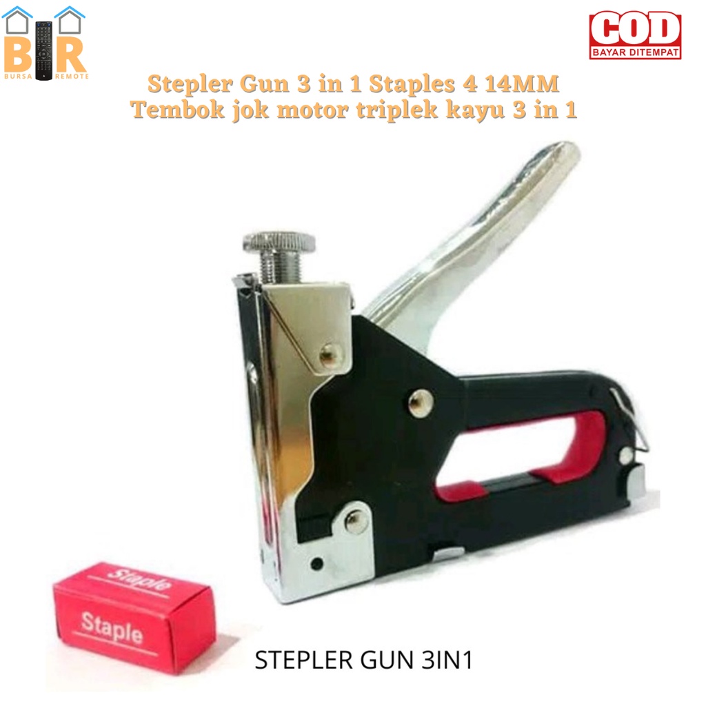 Stepler Gun 3in1 Staples  4 14 MM Tembok jok motor triplek kayu 3in1