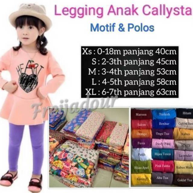 Legging anak Callysta Size XS, S, M, L, XL, XXL | Leging Baby Bayi Calista