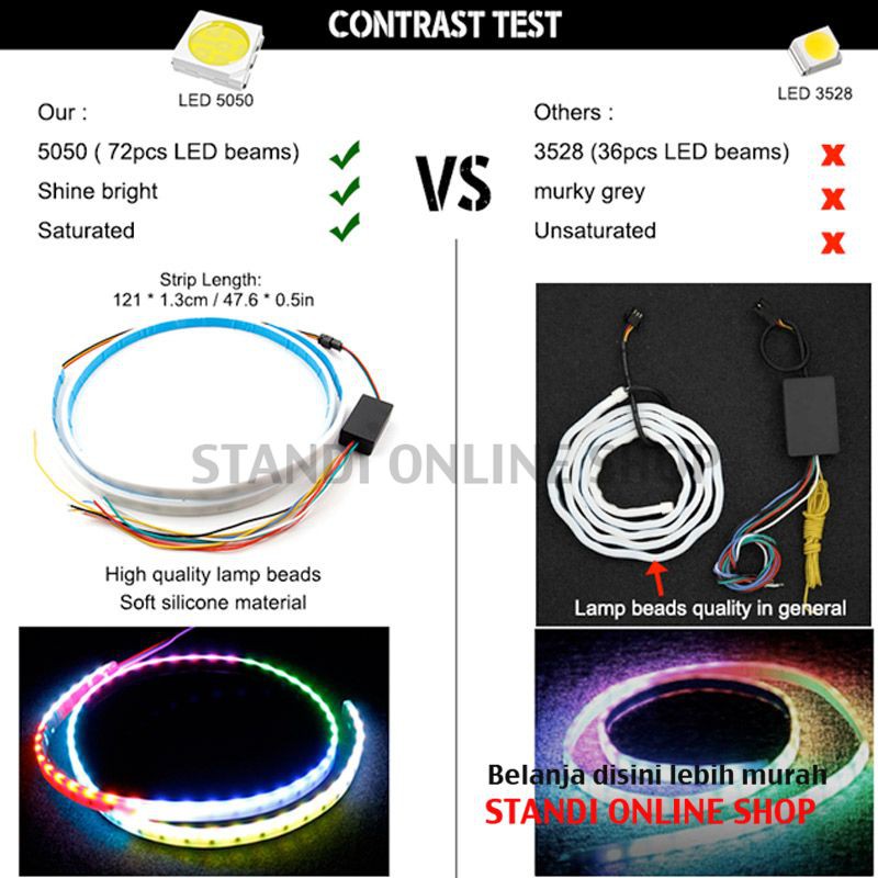 Lampu Led Bagasi Mobil Elegan RGB Trunk Led Light Strip 121cm