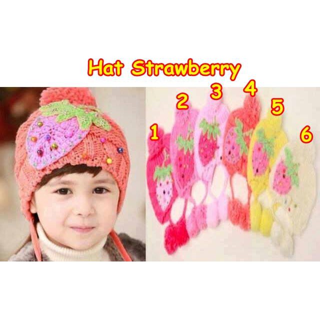 HAT STRAWBERRY ( TOPI ANAK / BAYI )